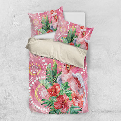Breast Cancer Pink Cockatoo Bedding Set Indigenous Australia Watercolor Glaze