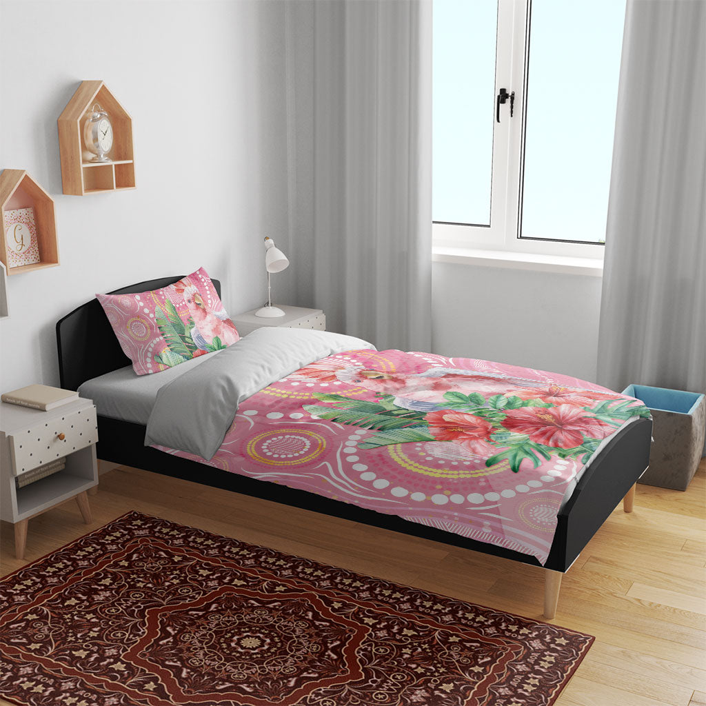 Breast Cancer Pink Cockatoo Bedding Set Indigenous Australia Watercolor Glaze