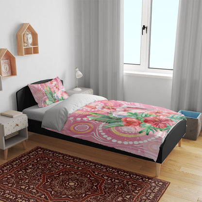 Breast Cancer Pink Cockatoo Bedding Set Indigenous Australia Watercolor Glaze