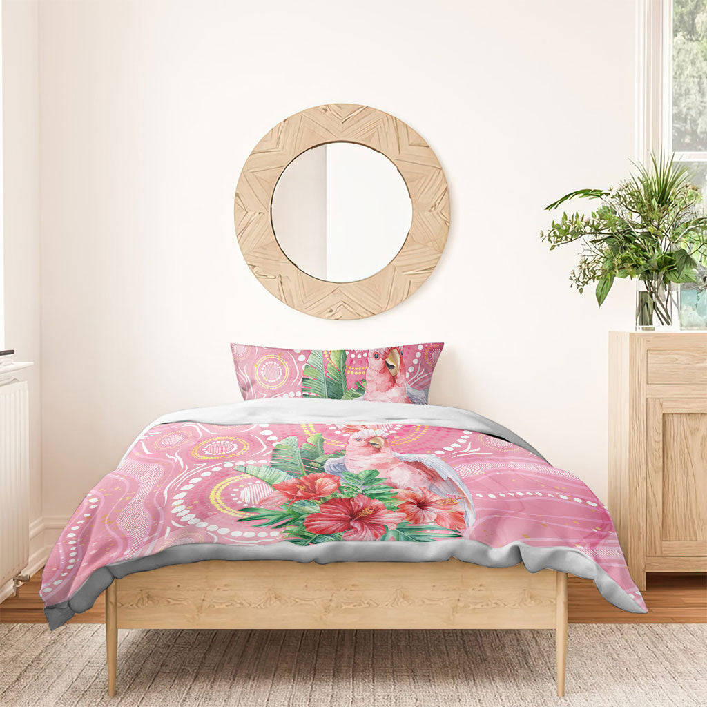 Breast Cancer Pink Cockatoo Bedding Set Indigenous Australia Watercolor Glaze