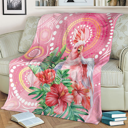 Breast Cancer Pink Cockatoo Blanket Indigenous Australia Watercolor Glaze