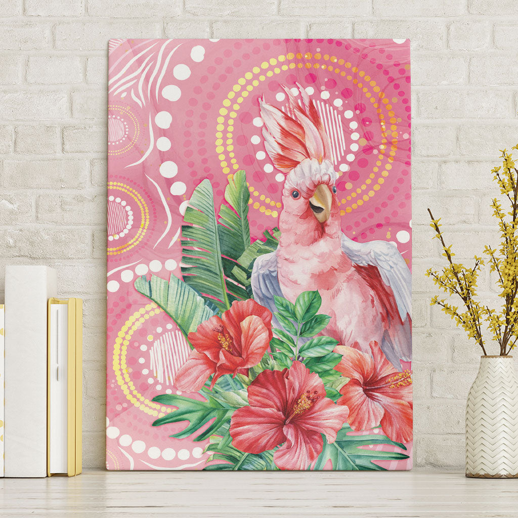 Breast Cancer Pink Cockatoo Canvas Wall Art Indigenous Australia Watercolor Glaze
