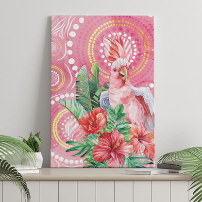 Breast Cancer Pink Cockatoo Canvas Wall Art Indigenous Australia Watercolor Glaze
