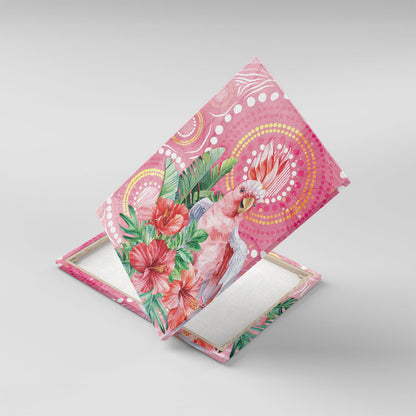 Breast Cancer Pink Cockatoo Canvas Wall Art Indigenous Australia Watercolor Glaze