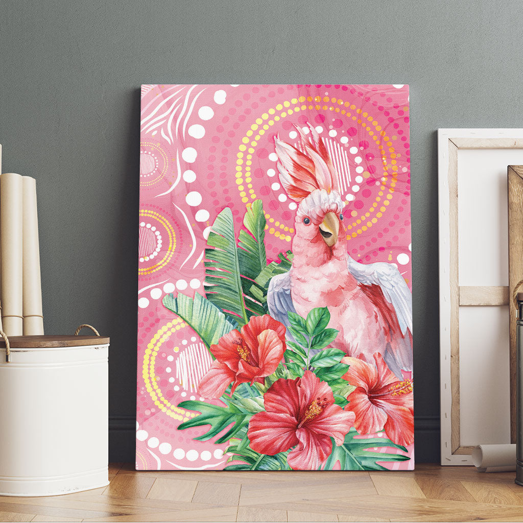 Breast Cancer Pink Cockatoo Canvas Wall Art Indigenous Australia Watercolor Glaze