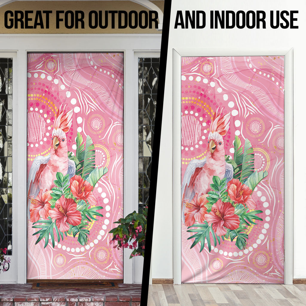 Breast Cancer Pink Cockatoo Door Cover Indigenous Australia Watercolor Glaze