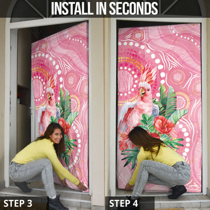 Breast Cancer Pink Cockatoo Door Cover Indigenous Australia Watercolor Glaze