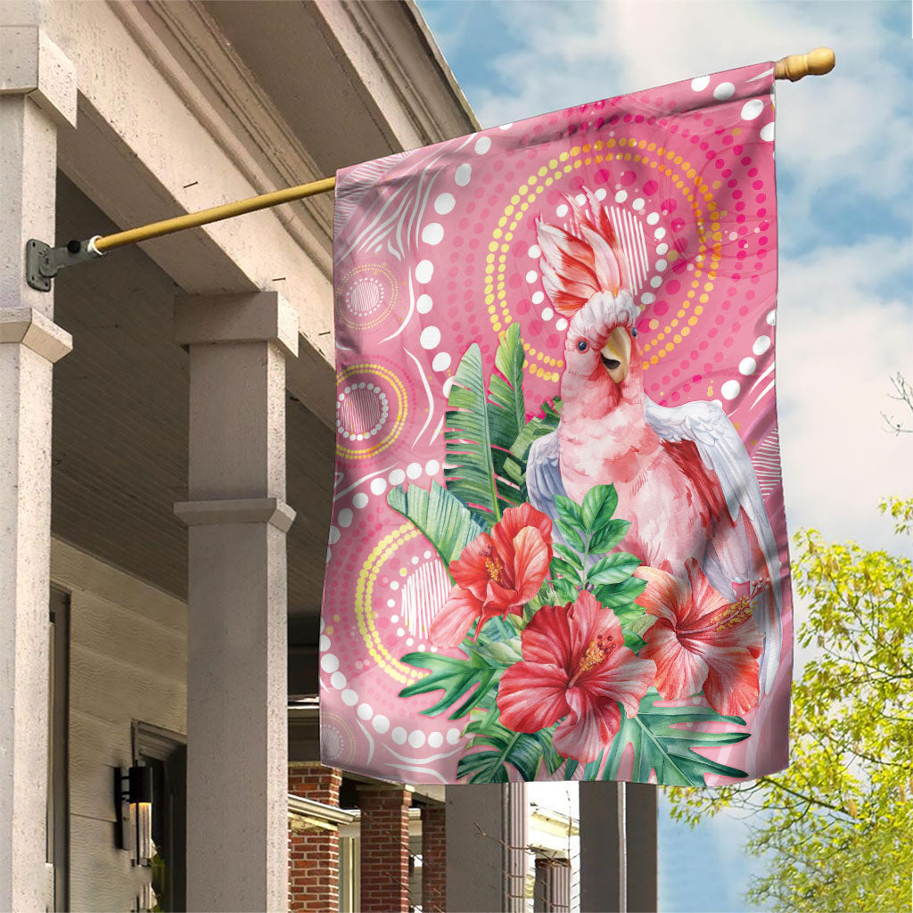 Breast Cancer Pink Cockatoo Garden Flag Indigenous Australia Watercolor Glaze