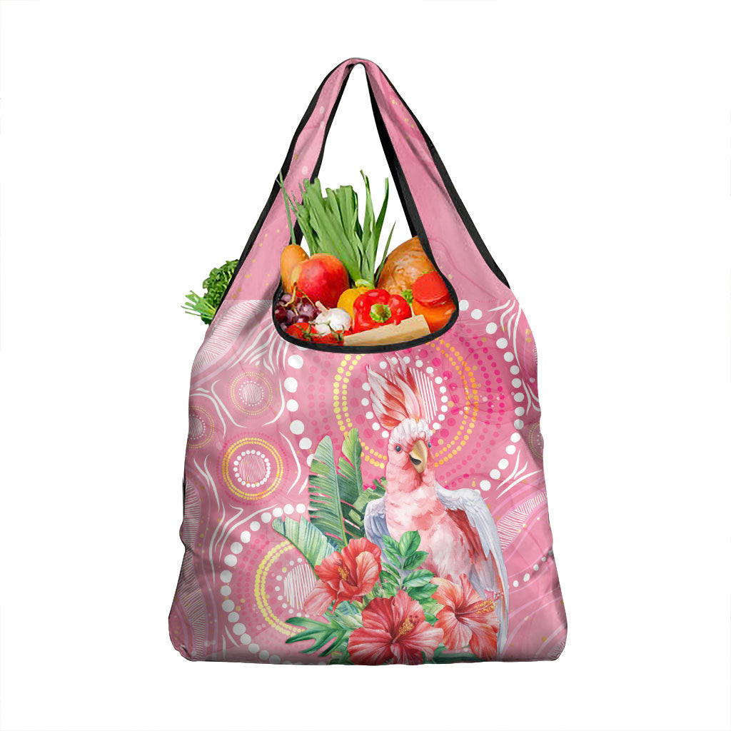 Breast Cancer Pink Cockatoo Grocery Bag Indigenous Australia Watercolor Glaze