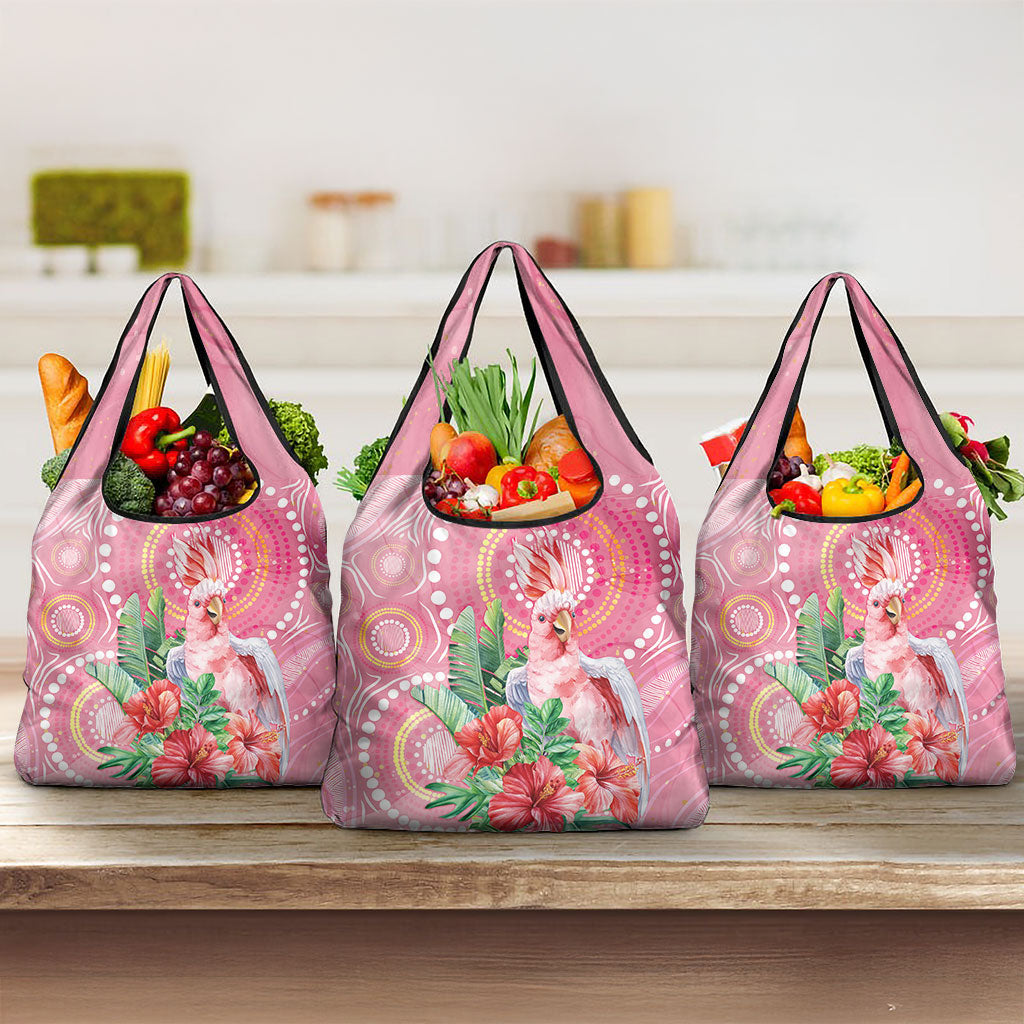 Breast Cancer Pink Cockatoo Grocery Bag Indigenous Australia Watercolor Glaze