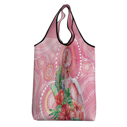 Breast Cancer Pink Cockatoo Grocery Bag Indigenous Australia Watercolor Glaze