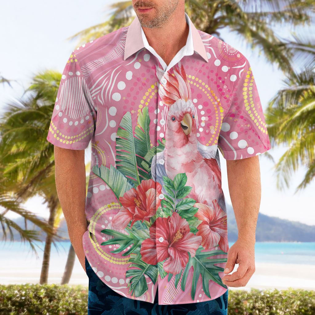 Breast Cancer Pink Cockatoo Hawaiian Shirt Indigenous Australia Watercolor Glaze