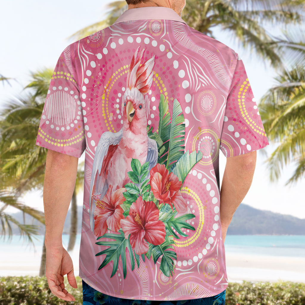 Breast Cancer Pink Cockatoo Hawaiian Shirt Indigenous Australia Watercolor Glaze