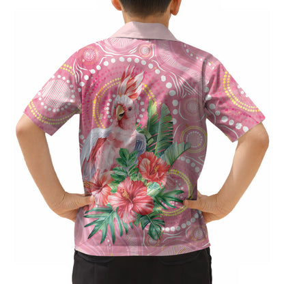 Breast Cancer Pink Cockatoo Hawaiian Shirt Indigenous Australia Watercolor Glaze