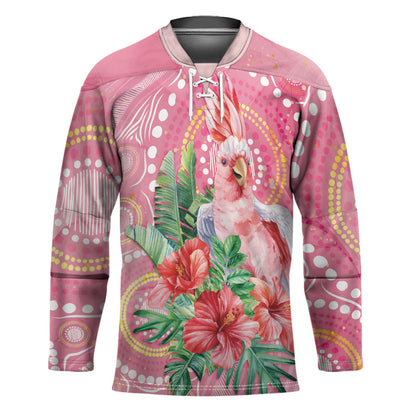 Breast Cancer Pink Cockatoo Hockey Jersey Indigenous Australia Watercolor Glaze