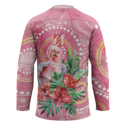 Breast Cancer Pink Cockatoo Hockey Jersey Indigenous Australia Watercolor Glaze