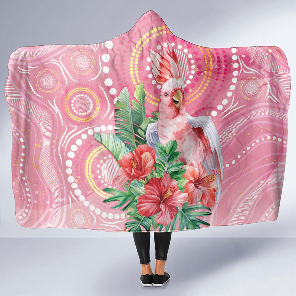 Breast Cancer Pink Cockatoo Hooded Blanket Indigenous Australia Watercolor Glaze