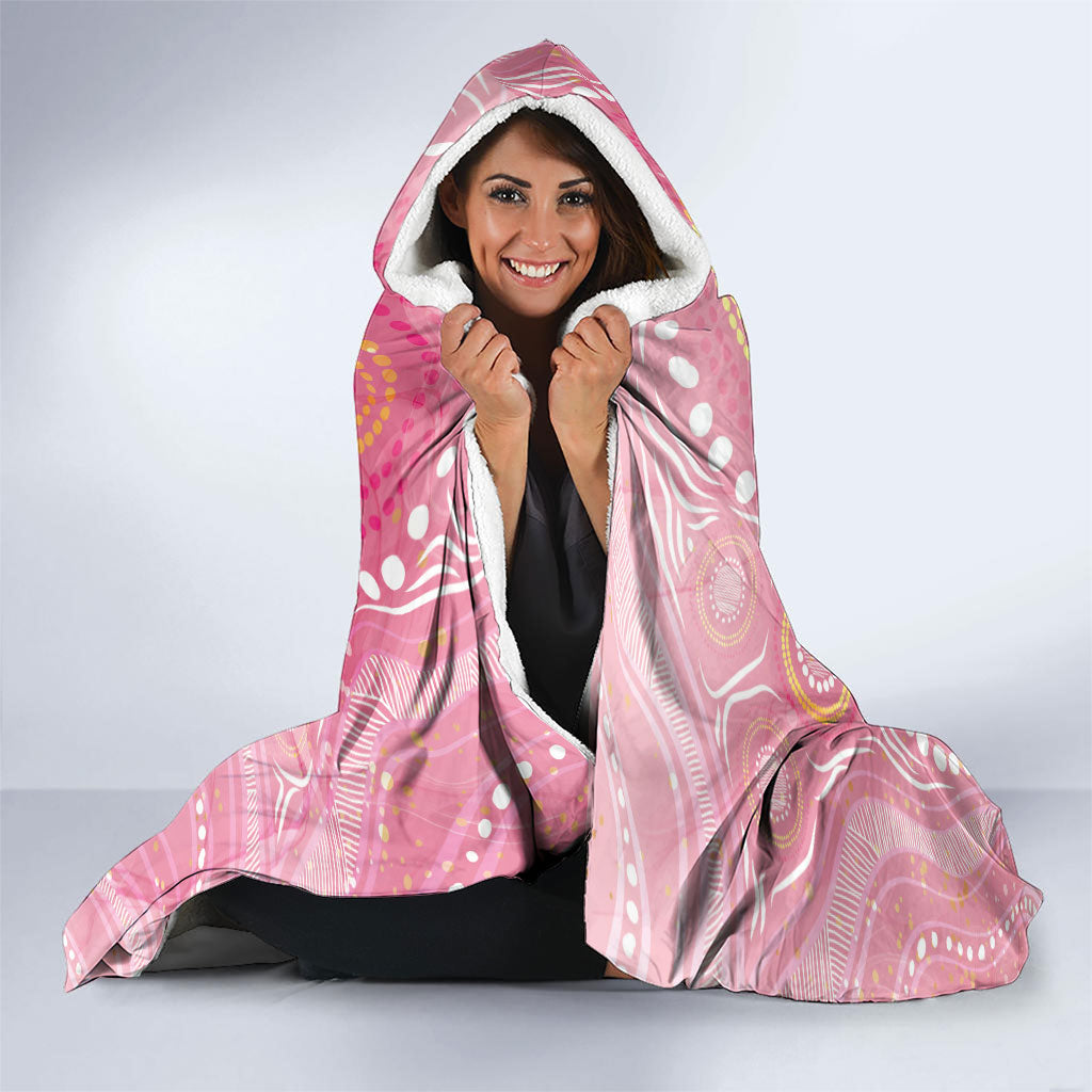Breast Cancer Pink Cockatoo Hooded Blanket Indigenous Australia Watercolor Glaze