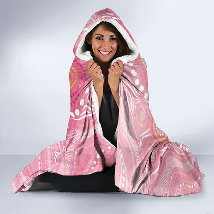 Breast Cancer Pink Cockatoo Hooded Blanket Indigenous Australia Watercolor Glaze