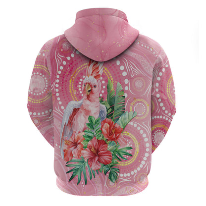 Breast Cancer Pink Cockatoo Hoodie Indigenous Australia Watercolor Glaze