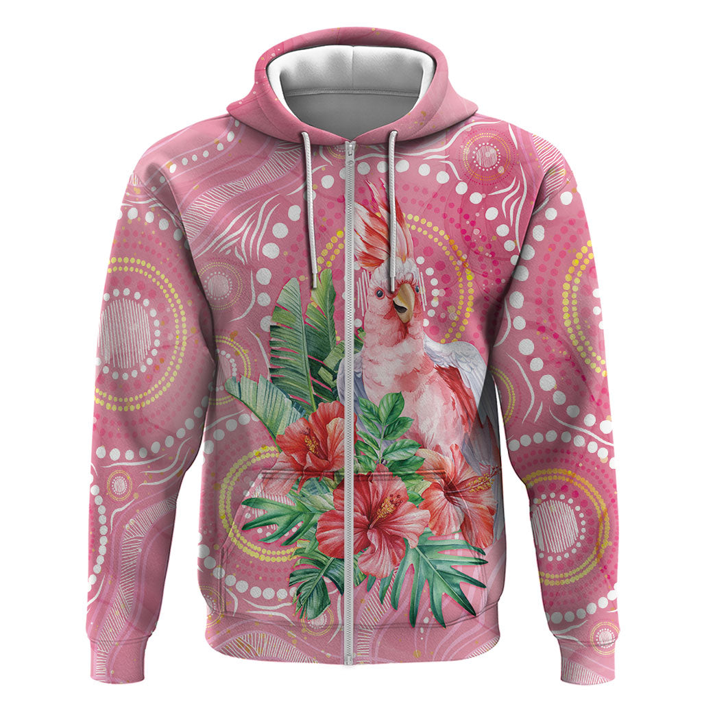 Breast Cancer Pink Cockatoo Hoodie Indigenous Australia Watercolor Glaze