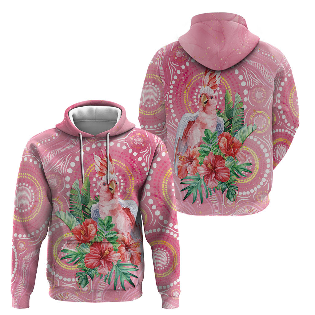Breast Cancer Pink Cockatoo Hoodie Indigenous Australia Watercolor Glaze