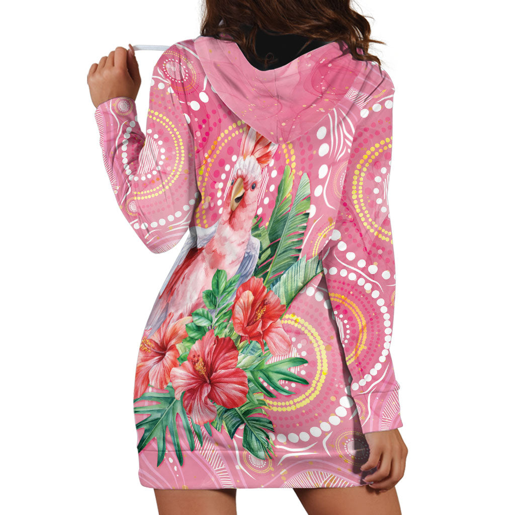 Breast Cancer Pink Cockatoo Hoodie Dress Indigenous Australia Watercolor Glaze
