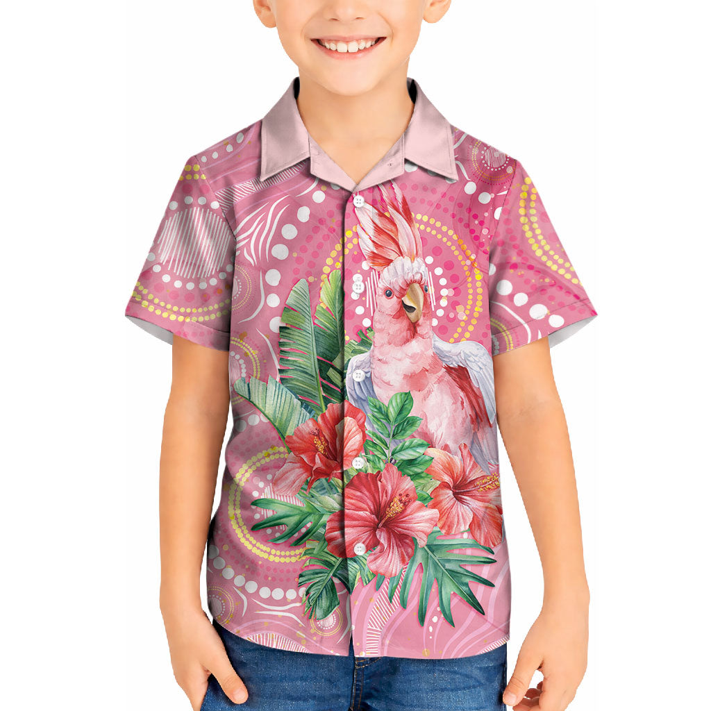 Breast Cancer Pink Cockatoo Kid Hawaiian Shirt Indigenous Australia Watercolor Glaze