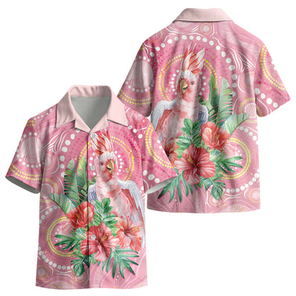 Breast Cancer Pink Cockatoo Kid Hawaiian Shirt Indigenous Australia Watercolor Glaze