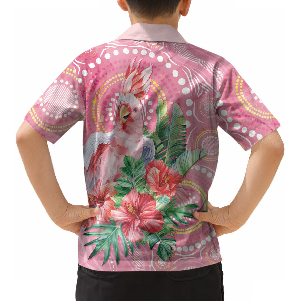 Breast Cancer Pink Cockatoo Kid Hawaiian Shirt Indigenous Australia Watercolor Glaze