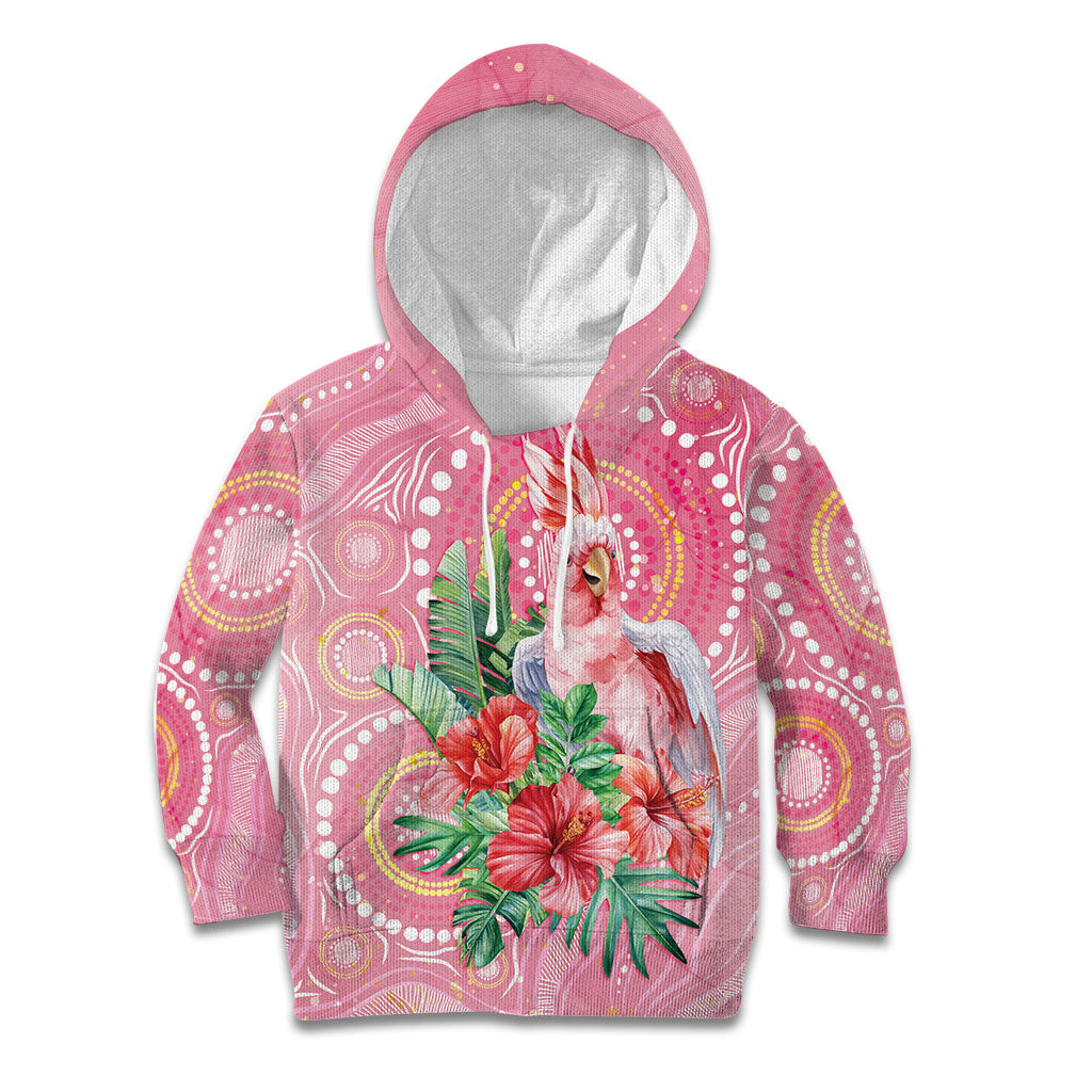Breast Cancer Pink Cockatoo Kid Hoodie Indigenous Australia Watercolor Glaze