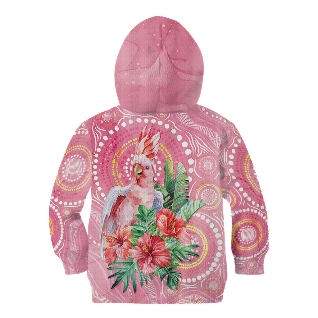Breast Cancer Pink Cockatoo Kid Hoodie Indigenous Australia Watercolor Glaze
