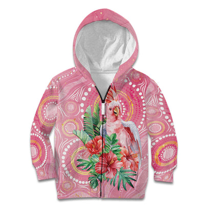 Breast Cancer Pink Cockatoo Kid Hoodie Indigenous Australia Watercolor Glaze