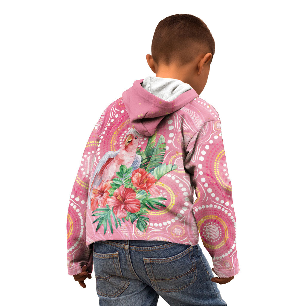 Breast Cancer Pink Cockatoo Kid Hoodie Indigenous Australia Watercolor Glaze