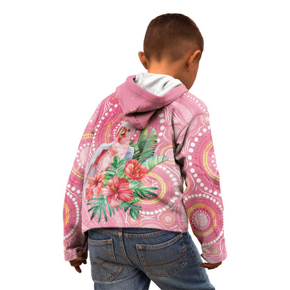 Breast Cancer Pink Cockatoo Kid Hoodie Indigenous Australia Watercolor Glaze