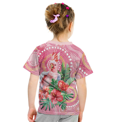Breast Cancer Pink Cockatoo Kid T Shirt Indigenous Australia Watercolor Glaze