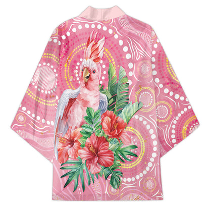 Breast Cancer Pink Cockatoo Kimono Indigenous Australia Watercolor Glaze