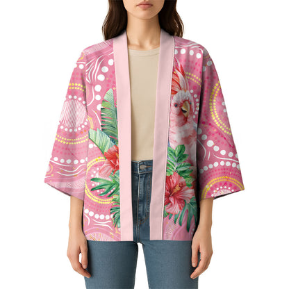Breast Cancer Pink Cockatoo Kimono Indigenous Australia Watercolor Glaze