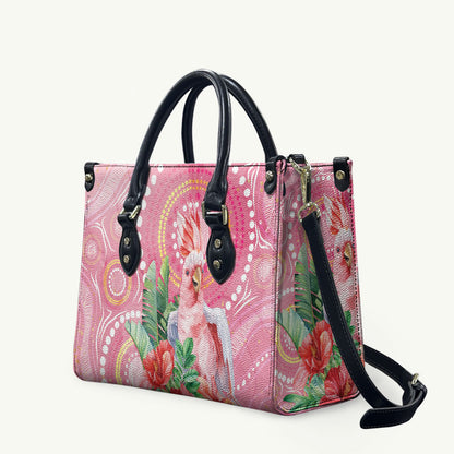 Breast Cancer Pink Cockatoo Leather Bag Indigenous Australia Watercolor Glaze