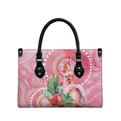 Breast Cancer Pink Cockatoo Leather Bag Indigenous Australia Watercolor Glaze