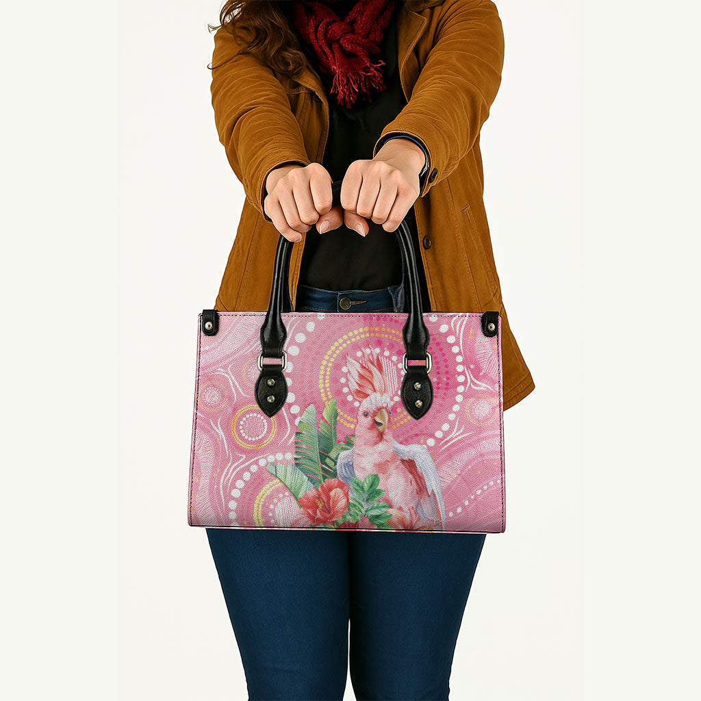 Breast Cancer Pink Cockatoo Leather Bag Indigenous Australia Watercolor Glaze