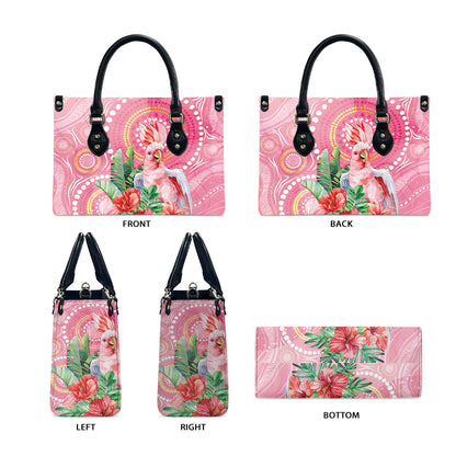 Breast Cancer Pink Cockatoo Leather Bag Indigenous Australia Watercolor Glaze