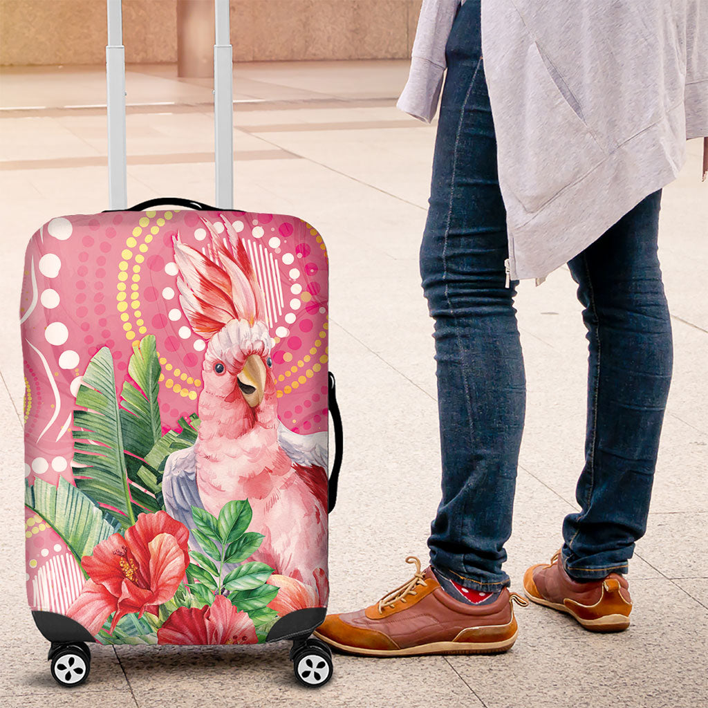 Breast Cancer Pink Cockatoo Luggage Cover Indigenous Australia Watercolor Glaze
