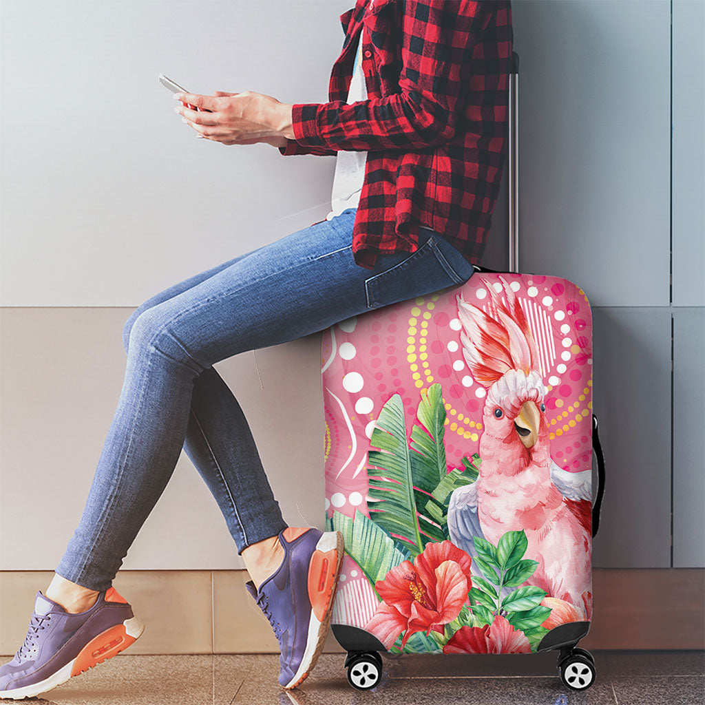 Breast Cancer Pink Cockatoo Luggage Cover Indigenous Australia Watercolor Glaze