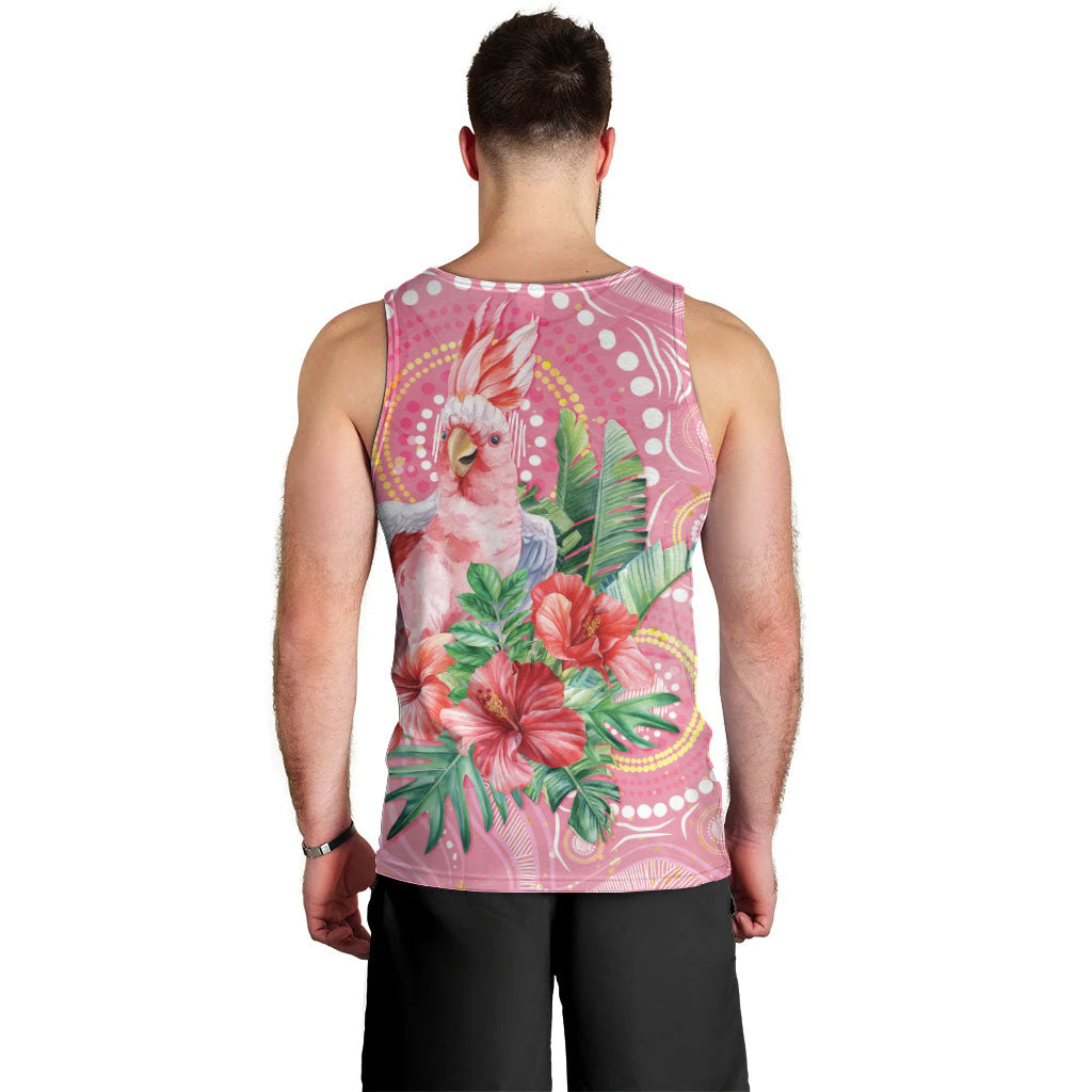 Breast Cancer Pink Cockatoo Men Tank Top Indigenous Australia Watercolor Glaze