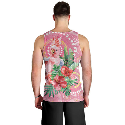 Breast Cancer Pink Cockatoo Men Tank Top Indigenous Australia Watercolor Glaze