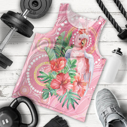 Breast Cancer Pink Cockatoo Men Tank Top Indigenous Australia Watercolor Glaze