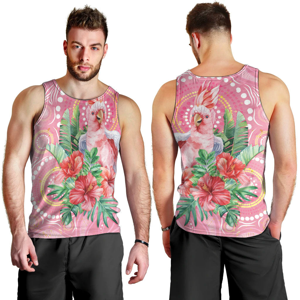 Breast Cancer Pink Cockatoo Men Tank Top Indigenous Australia Watercolor Glaze