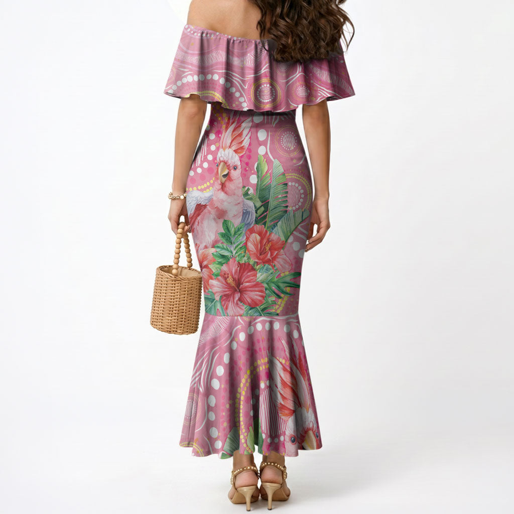 Breast Cancer Pink Cockatoo Mermaid Dress Indigenous Australia Watercolor Glaze