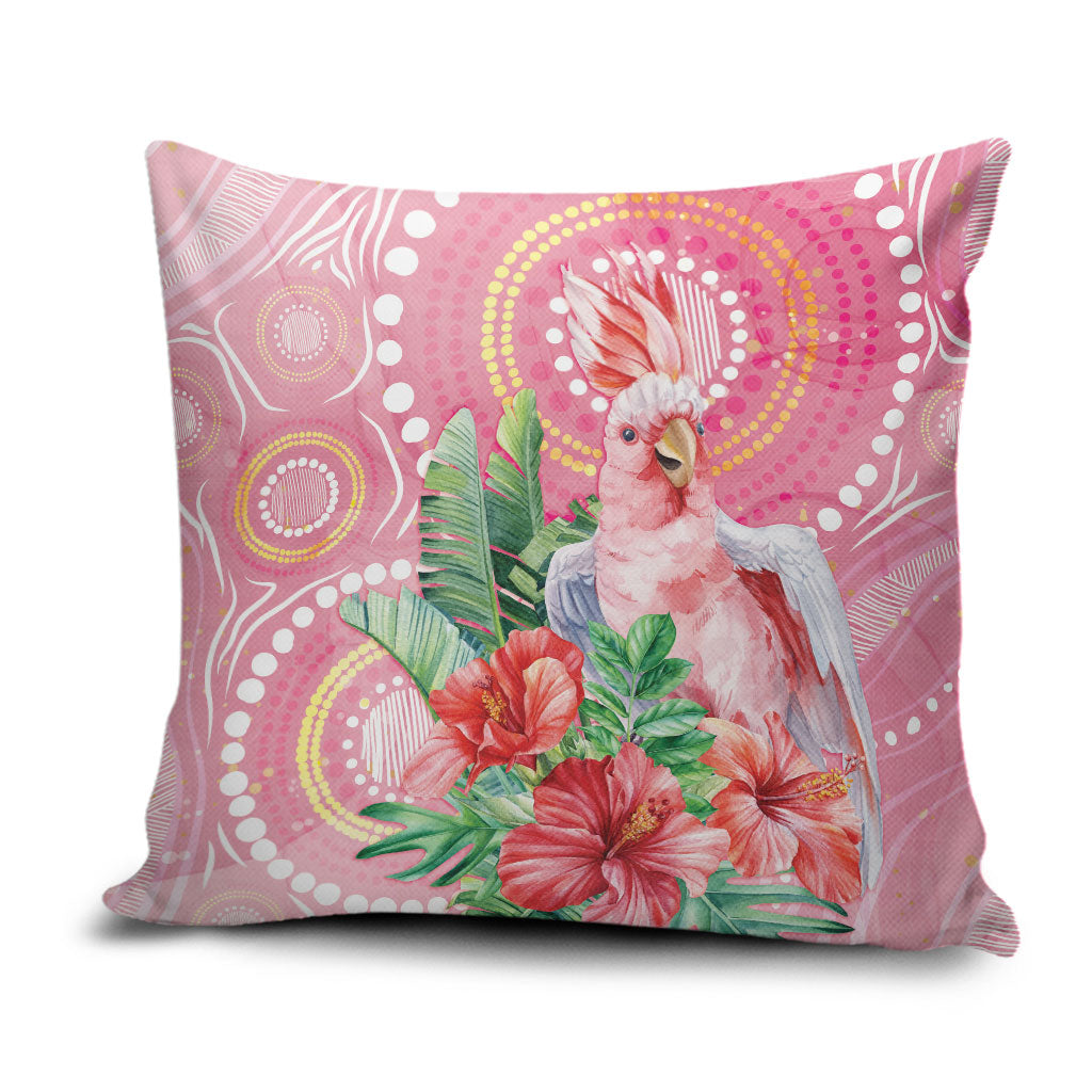 Breast Cancer Pink Cockatoo Pillow Cover Indigenous Australia Watercolor Glaze